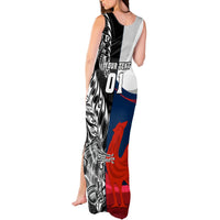 Custom New Zealand And France Rugby Tank Maxi Dress XV de France Kiwi Silver Fern 2023 World Cup LT01 - Polynesian Pride