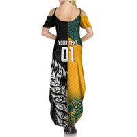 Custom New Zealand And Australia Rugby Summer Maxi Dress Wallabies Kiwi Silver Fern 2023 World Cup LT01 - Polynesian Pride