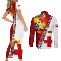 Tonga Rugby Couples Matching Short Sleeve Bodycon Dress and Long Sleeve Button Shirts Tongan Go 2023 World Cup LT01 - Polynesian Pride