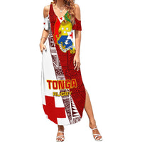 Tonga Rugby Summer Maxi Dress Tongan Go 2023 World Cup LT01 Women Red - Polynesian Pride