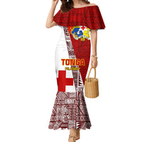 Custom Tonga Rugby Mermaid Dress Tongan Go 2023 World Cup LT01 Women Red - Polynesian Pride
