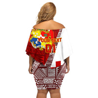 Custom Tonga Rugby Off Shoulder Short Dress Tongan Go 2023 World Cup LT01 - Polynesian Pride
