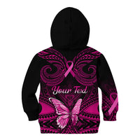 Personalised Pink Out Kid Hoodie Breast Cancer Awareness Polynesian Pattern Black Version LT01 - Polynesian Pride