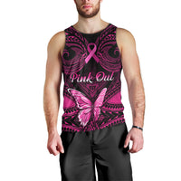 Personalised Pink Out Men Tank Top Breast Cancer Awareness Polynesian Pattern Black Version LT01 - Polynesian Pride