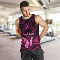 Personalised Pink Out Men Tank Top Breast Cancer Awareness Polynesian Pattern Black Version LT01 - Polynesian Pride