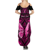 Personalised Pink Out Summer Maxi Dress Breast Cancer Awareness Polynesian Pattern Black Version LT01 - Polynesian Pride