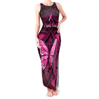 Personalised Pink Out Tank Maxi Dress Breast Cancer Awareness Polynesian Pattern Black Version LT01 Women Black - Polynesian Pride