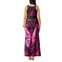 Personalised Pink Out Tank Maxi Dress Breast Cancer Awareness Polynesian Pattern Black Version LT01 - Polynesian Pride
