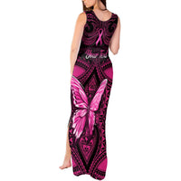 Personalised Pink Out Tank Maxi Dress Breast Cancer Awareness Polynesian Pattern Black Version LT01 - Polynesian Pride