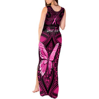 Personalised Pink Out Tank Maxi Dress Breast Cancer Awareness Polynesian Pattern Black Version LT01 - Polynesian Pride
