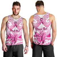 Personalised Pink Out Men Tank Top Breast Cancer Awareness Polynesian Pattern White Version LT01 - Polynesian Pride