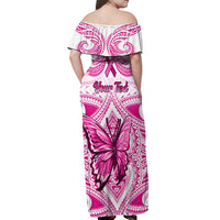 Personalised Pink Out Off Shoulder Maxi Dress Breast Cancer Awareness Polynesian Pattern White Version LT01 - Polynesian Pride