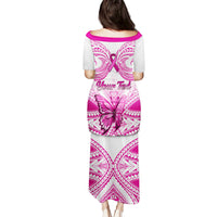 Personalised Pink Out Puletasi Breast Cancer Awareness Polynesian Pattern White Version LT01 - Polynesian Pride
