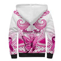 Personalised Pink Out Sherpa Hoodie Breast Cancer Awareness Polynesian Pattern White Version LT01 - Polynesian Pride