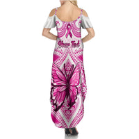 Personalised Pink Out Summer Maxi Dress Breast Cancer Awareness Polynesian Pattern White Version LT01 - Polynesian Pride