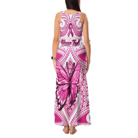 Personalised Pink Out Tank Maxi Dress Breast Cancer Awareness Polynesian Pattern White Version LT01 - Polynesian Pride