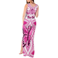 Personalised Pink Out Tank Maxi Dress Breast Cancer Awareness Polynesian Pattern White Version LT01 - Polynesian Pride