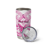 Personalised Pink Out Tumbler Cup Breast Cancer Awareness Polynesian Pattern White Version LT01 - Polynesian Pride