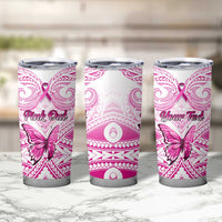 Personalised Pink Out Tumbler Cup Breast Cancer Awareness Polynesian Pattern White Version LT01 - Polynesian Pride