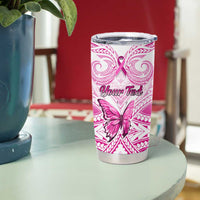 Personalised Pink Out Tumbler Cup Breast Cancer Awareness Polynesian Pattern White Version LT01 - Polynesian Pride