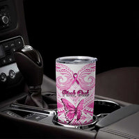 Personalised Pink Out Tumbler Cup Breast Cancer Awareness Polynesian Pattern White Version LT01 - Polynesian Pride