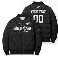 Custom Football New Zealand Bomber Puffer Jacket Aotearoa United Black Version - Polynesian Pride