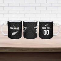 Custom Football New Zealand Ceramic Mug Aotearoa United Black Version - Polynesian Pride