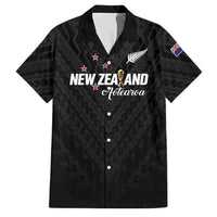 Custom Football New Zealand Family Matching Off Shoulder Maxi Dress and Hawaiian Shirt Aotearoa United Black Version - Polynesian Pride