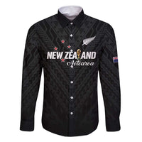 Custom Football New Zealand Family Matching Off Shoulder Maxi Dress and Hawaiian Shirt Aotearoa United Black Version - Polynesian Pride