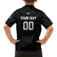 Custom Football New Zealand Family Matching Puletasi and Hawaiian Shirt Aotearoa United Black Version - Polynesian Pride