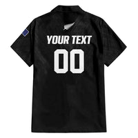 Custom Football New Zealand Family Matching Puletasi and Hawaiian Shirt Aotearoa United Black Version - Polynesian Pride