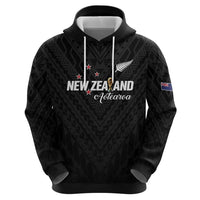 Custom Football New Zealand Hoodie Aotearoa United Black Version - Polynesian Pride