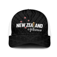 Football New Zealand Mesh Trucker Cap Aotearoa United Black Version LT01 One Size White Black - Polynesian Pride