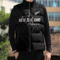 Custom Football New Zealand Sleeveless Puffer Jacket Aotearoa United Black Version - Polynesian Pride