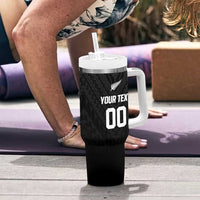 Custom Football New Zealand Tumbler With Handle Aotearoa United Black Version - Polynesian Pride