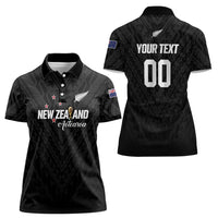 Custom Football New Zealand Women Polo Shirt Aotearoa United Black Version - Polynesian Pride