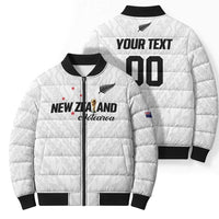 Custom Football New Zealand Bomber Puffer Jacket Aotearoa United White Version - Polynesian Pride