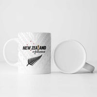 Custom Football New Zealand Ceramic Mug Aotearoa United White Version - Polynesian Pride