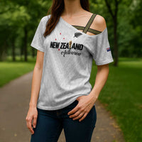 Custom Football New Zealand Cross Shoulder Shirt Aotearoa United White Version - Polynesian Pride