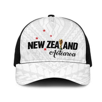 Football New Zealand Mesh Trucker Cap Aotearoa United White Version LT01 One Size Black White - Polynesian Pride
