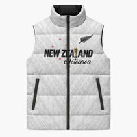 Custom Football New Zealand Sleeveless Puffer Jacket Aotearoa United White Version - Polynesian Pride