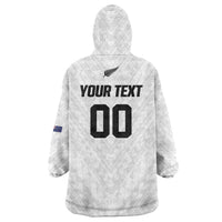 Custom Football New Zealand Wearable Blanket Hoodie Aotearoa United White Version - Polynesian Pride