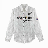 Custom Football New Zealand Women Casual Shirt Aotearoa United White Version - Polynesian Pride