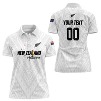 Custom Football New Zealand Women Polo Shirt Aotearoa United White Version - Polynesian Pride
