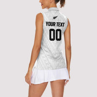 Custom Football New Zealand Women Sleeveless Polo Shirt Aotearoa United White Version - Polynesian Pride