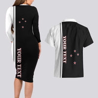 Personalised New Zealand 2025 Archery Basic Couples Matching Long Sleeve Bodycon Dress and Hawaiian Shirt Archery NZ LT01 - Polynesian Pride