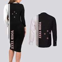 Personalised New Zealand 2025 Archery Basic Couples Matching Long Sleeve Bodycon Dress and Long Sleeve Button Shirt Archery NZ LT01 - Polynesian Pride