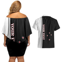Personalised New Zealand 2025 Archery Basic Couples Matching Off Shoulder Short Dress and Hawaiian Shirt Archery NZ LT01 - Polynesian Pride