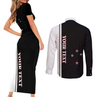 Personalised New Zealand 2025 Archery Basic Couples Matching Short Sleeve Bodycon Dress and Long Sleeve Button Shirt Archery NZ LT01 - Polynesian Pride