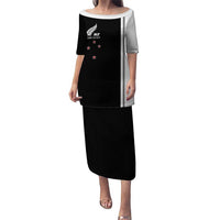 Personalised New Zealand 2025 Archery Basic Puletasi Archery NZ LT01 Long Dress Black - Polynesian Pride
